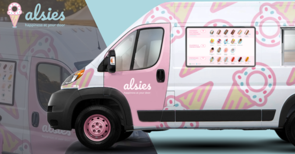 Alsies ice cream truck franchise in Cape Coral FL mobile dessert truck gourmet ice cream business exterior