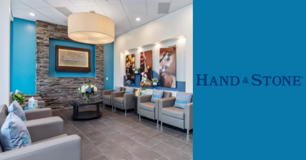 Hand & Stone spa lobby in Sweetwater TN, modern massage and facial wellness center interior promoting affordable services